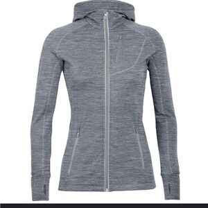 Icebreaker Quantum 98% Merino Wool Long Sleeve Zip Hoodie in grey size large